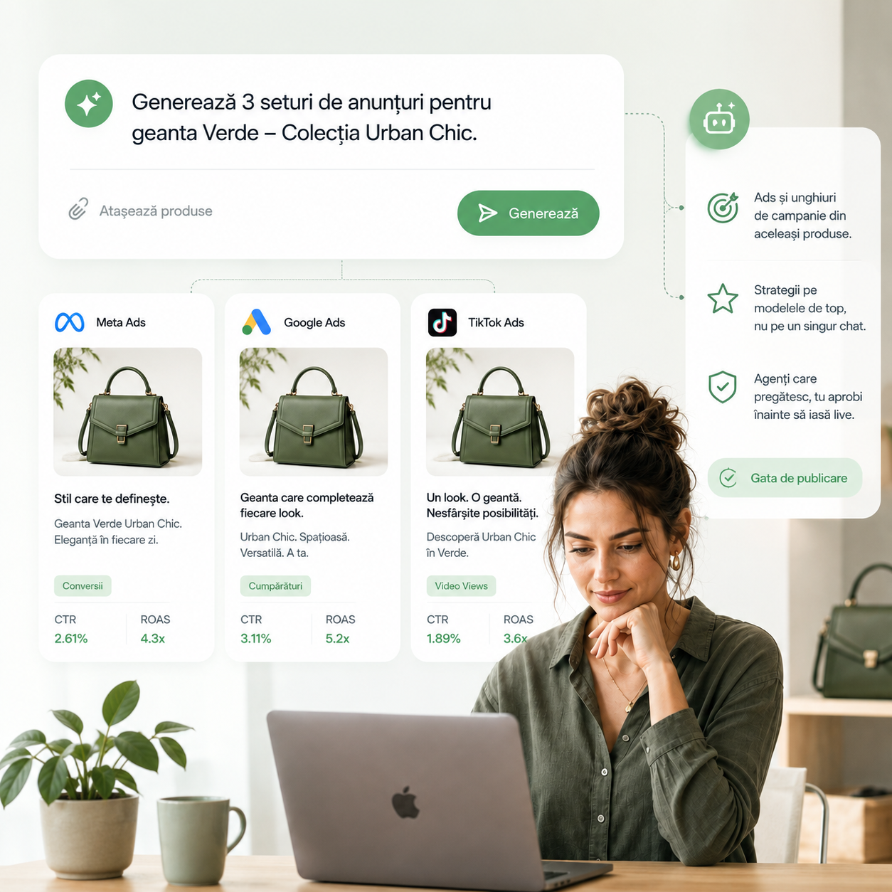 DIMA creating a local business promotion post and ad creative