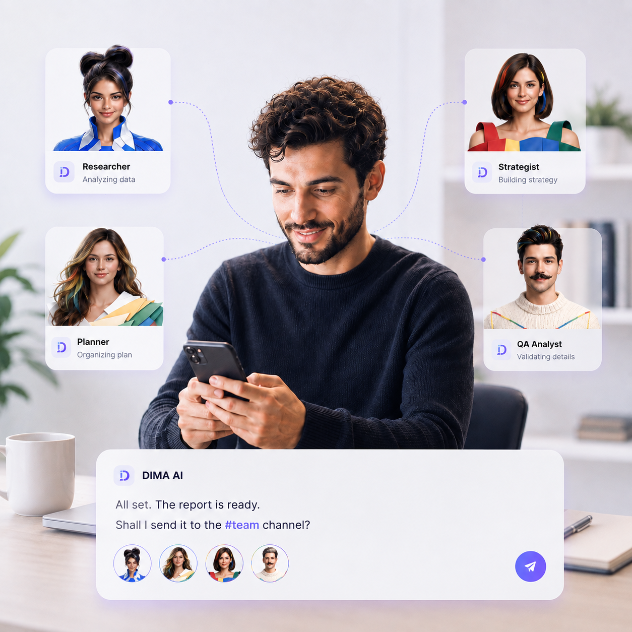 Digital copilots handling company work in DIMA
