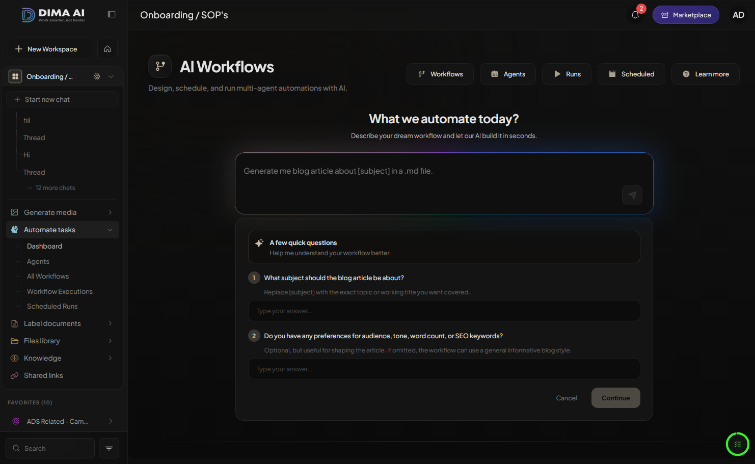 No-code AI workflow automation with visual agent builder for business