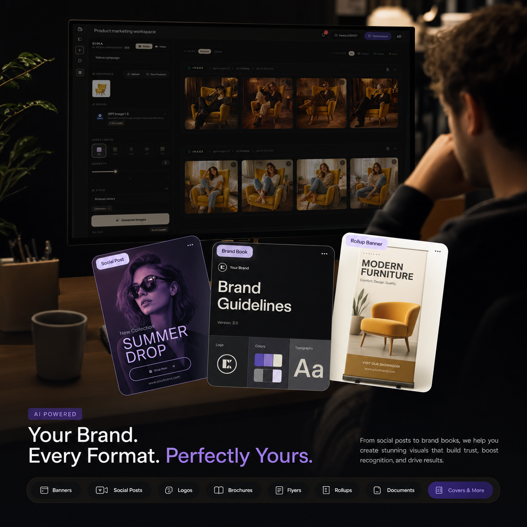 DIMA AI media studio interface